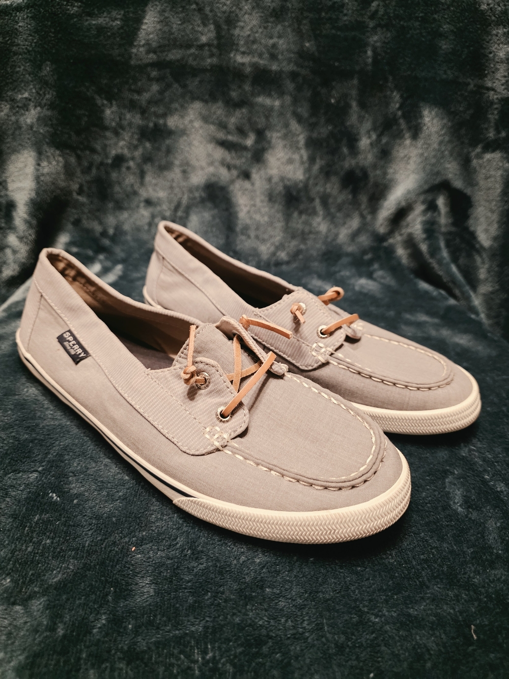 Sperry Women's Boat Shoes - Light Gray with Tan Laces